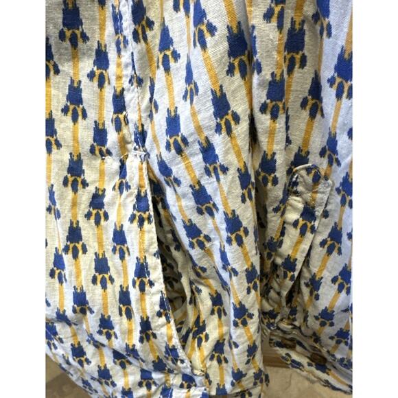 Duluth Trading XL Hemp Cotton Blend Artisan Floral Ikat Button Up Tunic Blouse - Picture 14 of 14